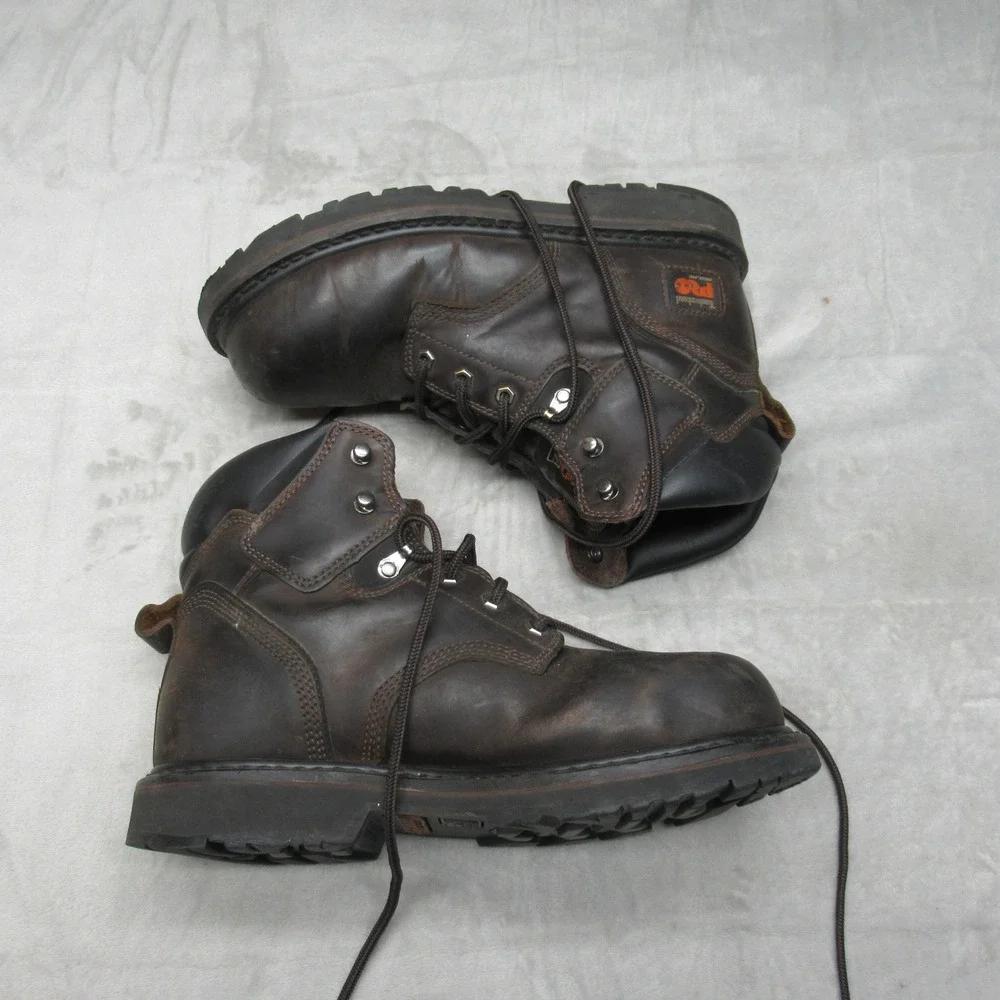 Timberland PRO‎ Mens Boots 9M Brown Leather Pit Boss Composite Toe Work Logger